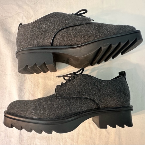 Zara Blucher Gray Felt/Wool Lace Up Oxfords -US Size 6.5 NWOT Punk/Wednesday/Y2K - Picture 4 of 10